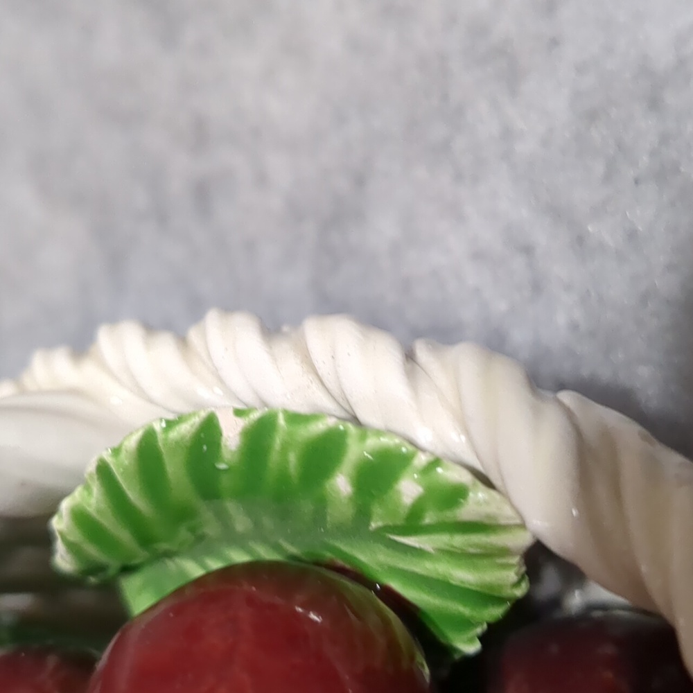 ITALIAN MAJOLICA CERAMIC WOVEN FRUIT BASKET BOWL Unmarked CENTREPIECE 5" - Picture 7 of 10